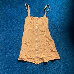 Mini Mustard Sun Dress with Button Detail